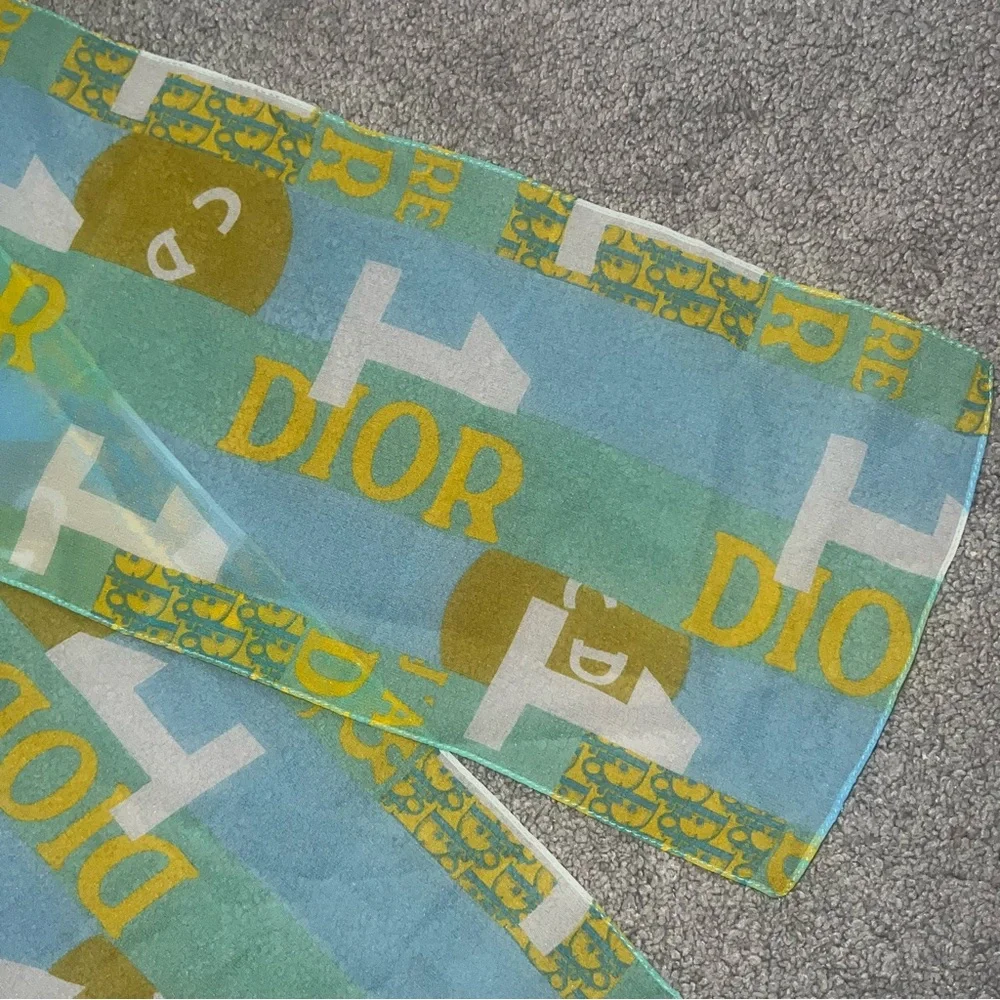 VTG Christian Dior 2005 J’adore Silk Monogram Logo Neck Scarf Bag Twilly
